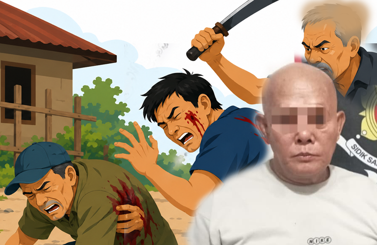 Debat soal Tapal Tanah, Dua Warga OKU jadi Korban Keganasan Pria Berparang